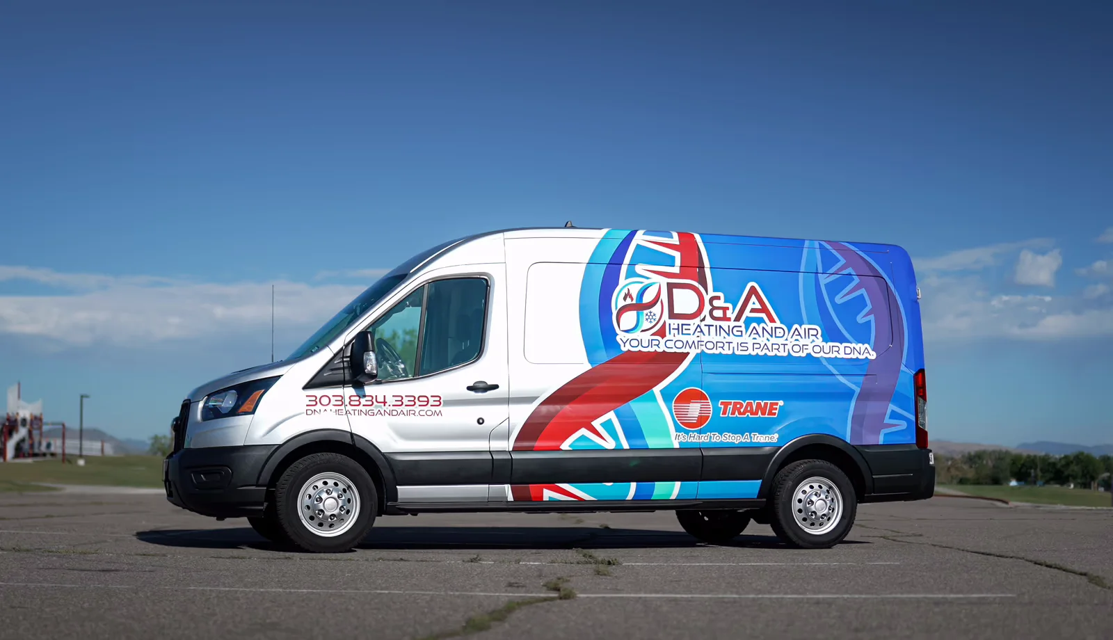 D&A Heating and Air service van vehicle wrap